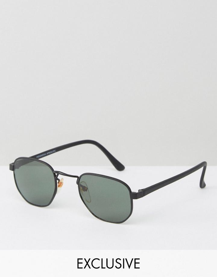 Reclaimed Vintage Inspired Metal Round Sunglasses In Black - Black