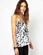 Asos Cami Top In Dalmatian Print - Black