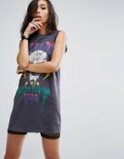 Asos Nibbled Sleeveless Band T-shirt Dress - Gray