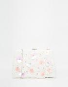 New Look Lace 3d Flower Clutch Bag - White