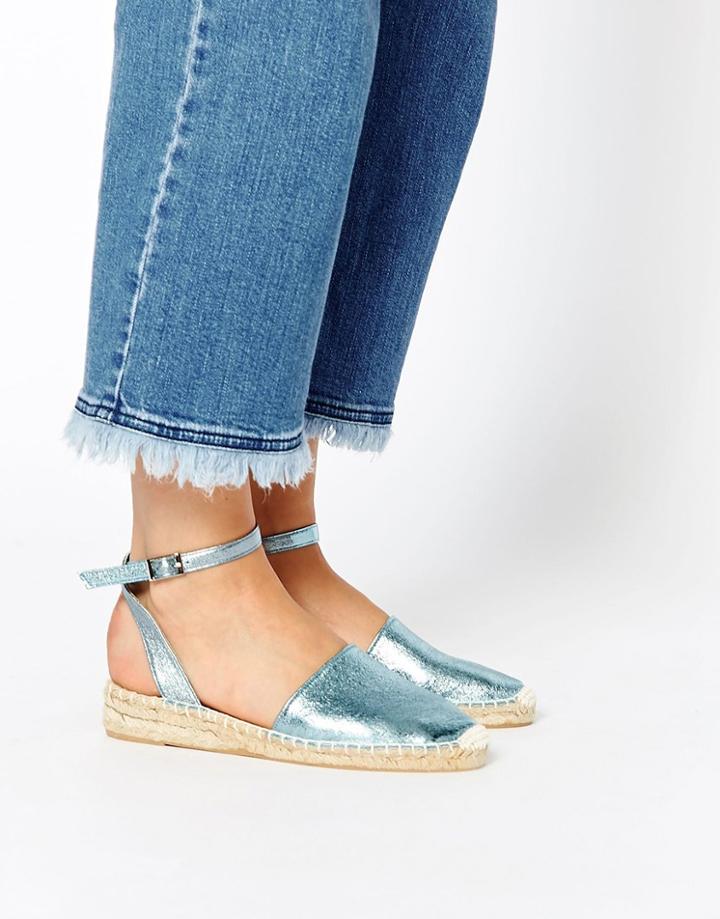 Asos Jilly Two Part Espadrilles - Metallic Blue
