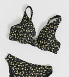 Peek & Beau Fuller Bust Exclusive Frill Underwire Bikini Top In Black Floral
