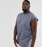 Asos Design Plus Oversized Longline Sleeveless T-shirt In Gray