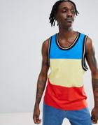Asos Design Skater Tank With Monochrome Tipping In Primary Color Block - Multi