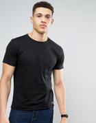 Brave Soul Basic Raw Edge T-shirt - Black
