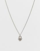 Asos Design Necklace With Crystal Heart Padlock Pendant In Silver Tone