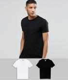 Asos 2 Pack T-shirt In White/black With Crew Neck Save - Multi