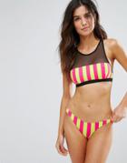 Pistol Panties Fluro Neon Stripe Mesh Bikini Set - Multi