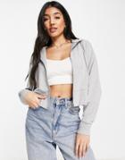 Cotton: On Zip Through Hoodie In Gray Heather