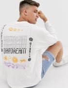 Asos Design Oversized Long Sleeve T-shirt With Daydream Back Print - White