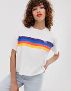 Vans Rainbow Stripe Boyfriend T-shirt-white