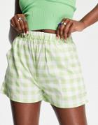 Heartbreak Shorts In Green Gingham - Part Of A Set-white