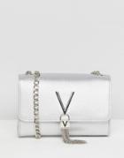 Valentino By Mario Valentino Foldover Tassel Detail Cross Body Bag - Silver