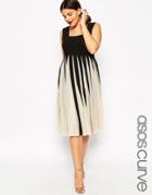 Asos Curve Fit & Flare Mesh Dress With Square Neck