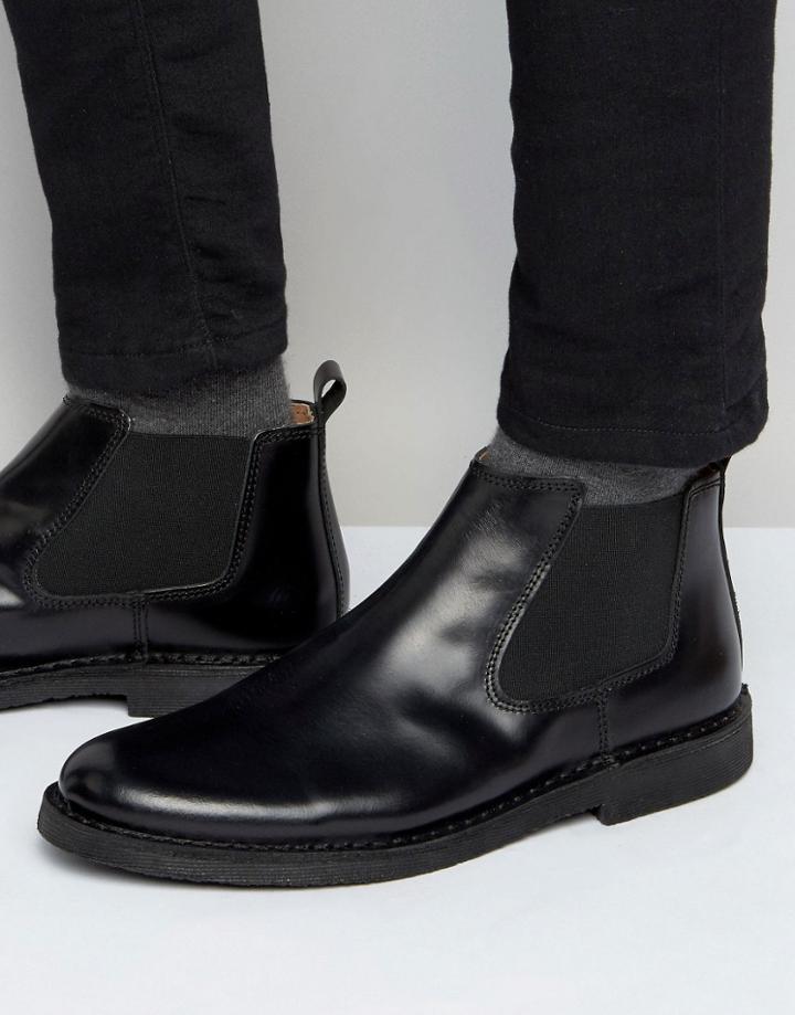 Selected Homme Royce Leather Chelsea Boots - Black