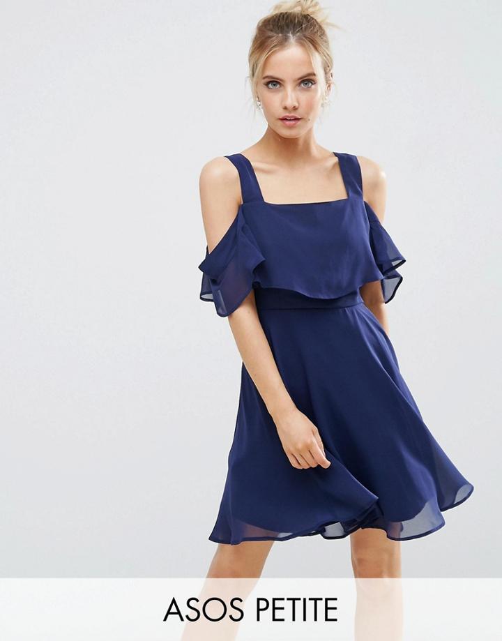 Asos Petite Cami Cold Shoulder Flutter Sleeve Mini Dress - Purple