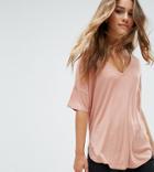 Asos Petite Slouchy Oversized T-shirt In Rib - Pink