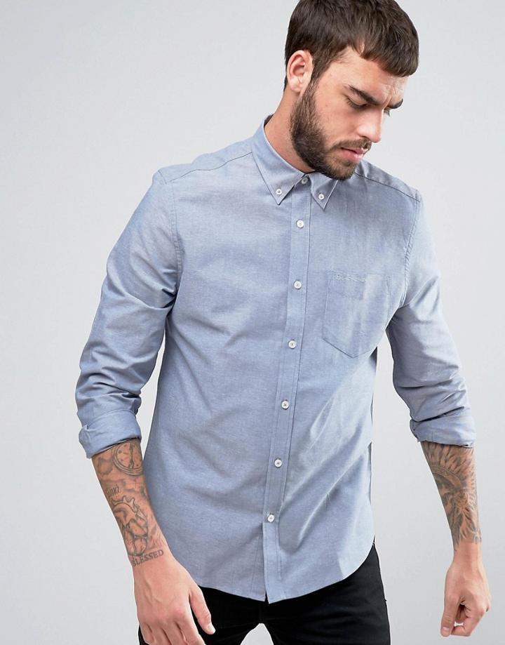 Ben Sherman Denim Regular Fit Plain Oxford Shirt - Blue