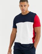 Tommy Hilfiger Color Block Logo Crew Lounge T-shirt In Navy