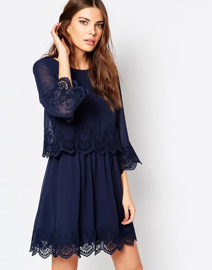 Vila Pretty Double Layered Mini Dress - Total Eclipse