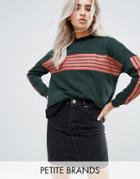 Noisy May Petite Stripe Print Sweater - Green