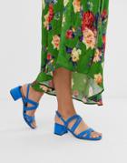 Miss Selfridge Heeled Sandals With Multi Straps In Blue - Blue