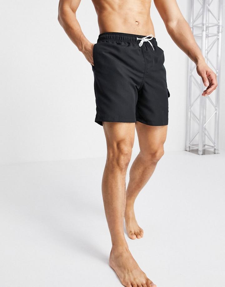 New Look Cargo Swim Shorts In Black