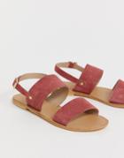 Asos Design Faye Leather Flat Sandals-orange