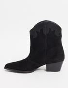 Depp Leather Contrast Boots In Black Suede