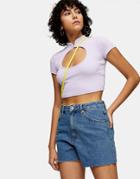 Topshop Denim Recycled Cotton Shorts In Rich Blue-brown