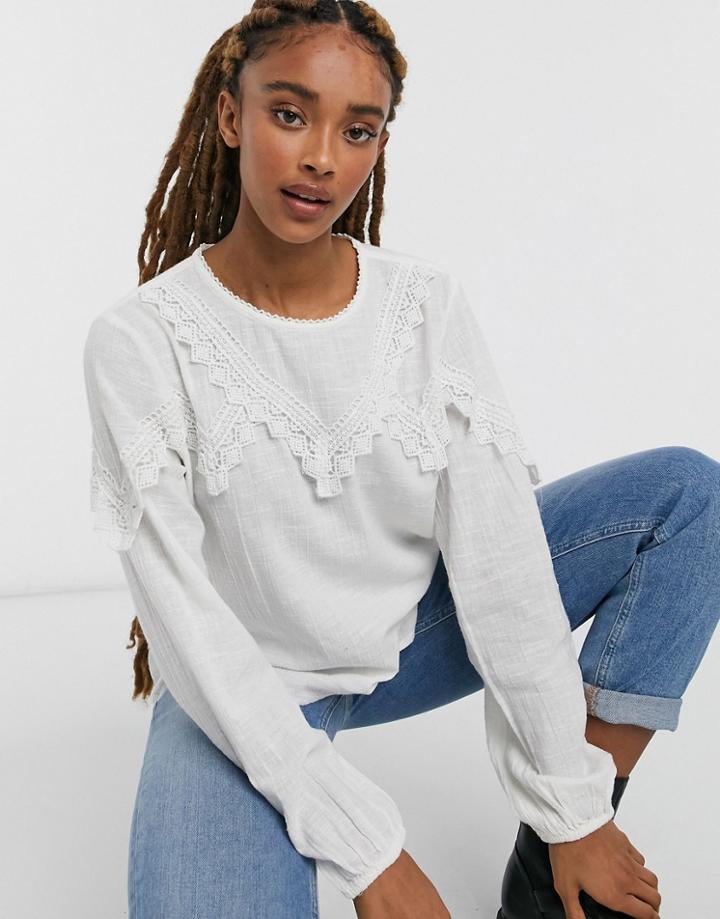 Jdy Lace Detail Blouse In White