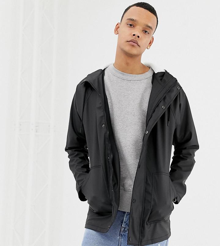 Another Influence Tall Rain Trench With Fleece Hood-black