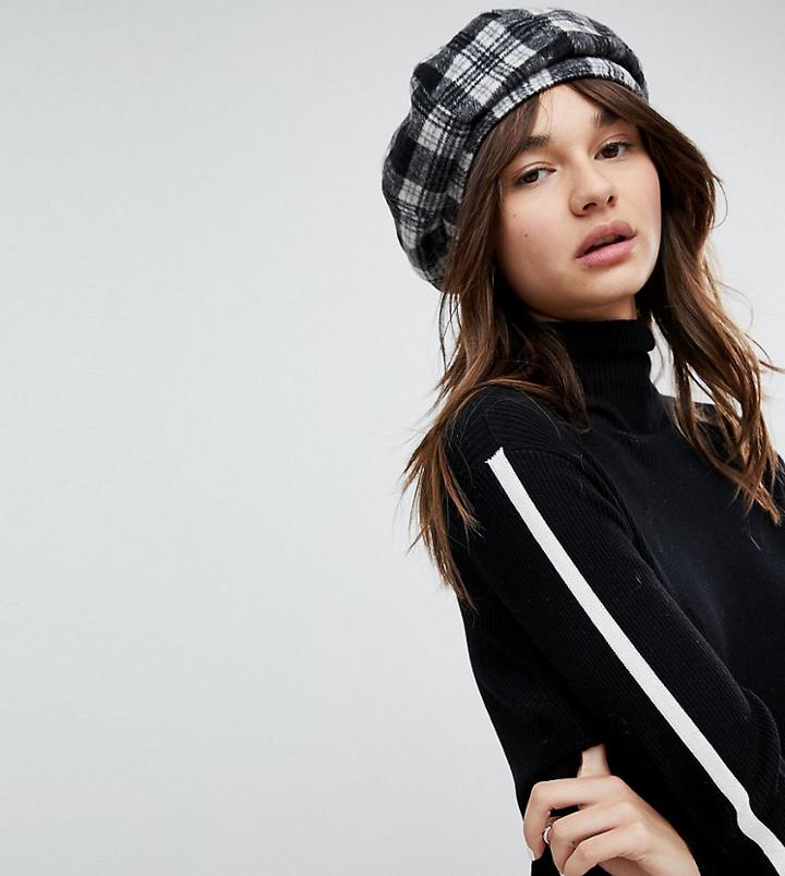 E.l.k Black Check Beret - Black
