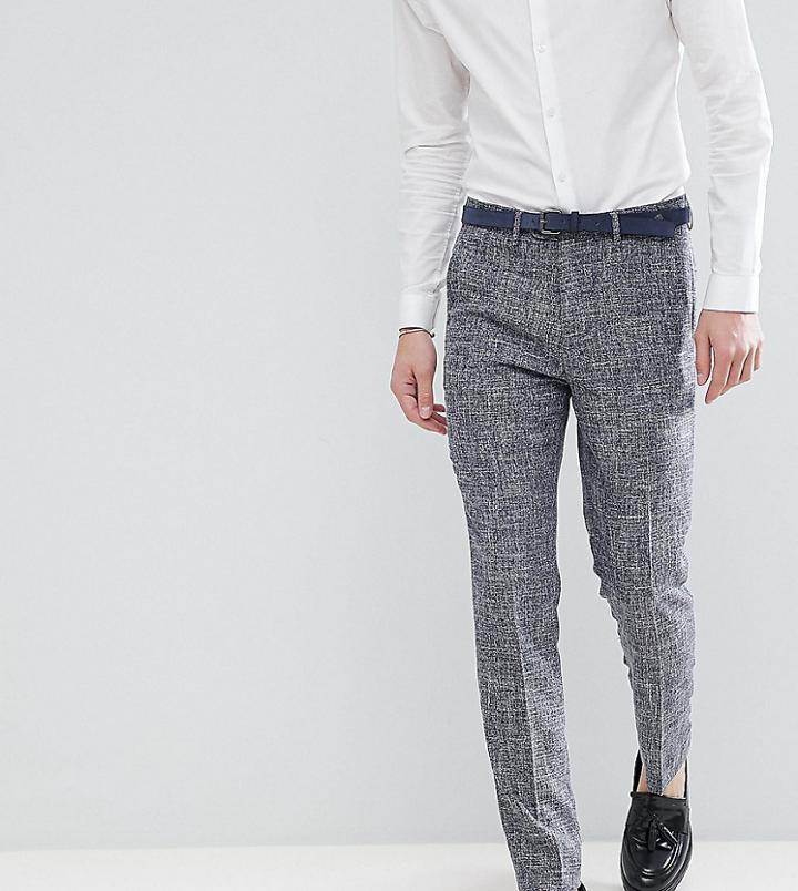 Gianni Feraud Tall Skinny Fit Nepp Cropped Suit Pants - Navy