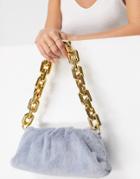 Ego Chain Trim Crossbody Bag In Blue Fur-blues