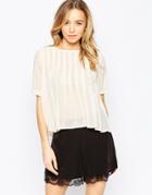 Ax Paris Pleated Chiffon Top - Champagne