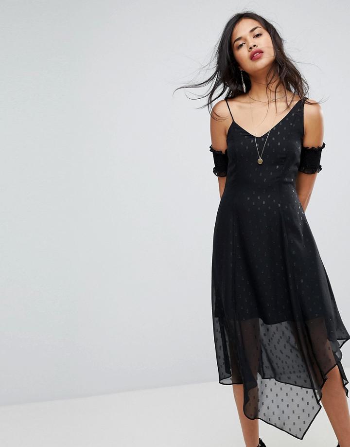 Keepsake Cold Shoulder Midi Dress-black
