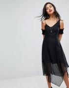 Keepsake Cold Shoulder Midi Dress-black