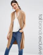 Y.a.s Tall Evita Sleeveless Waterfall Cardigan - Tan