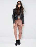Asos Washed Casual Tapered Peg Pants - Rust