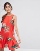 Closet Pep Hem Shift Dress In Floral Print - Multi