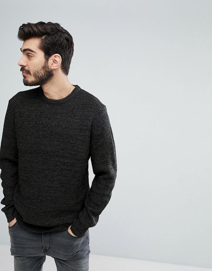 Brave Soul Tubular Rib Crew Neck Sweater - Green