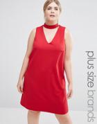 New Look Plus Choker Shift Dress - Red