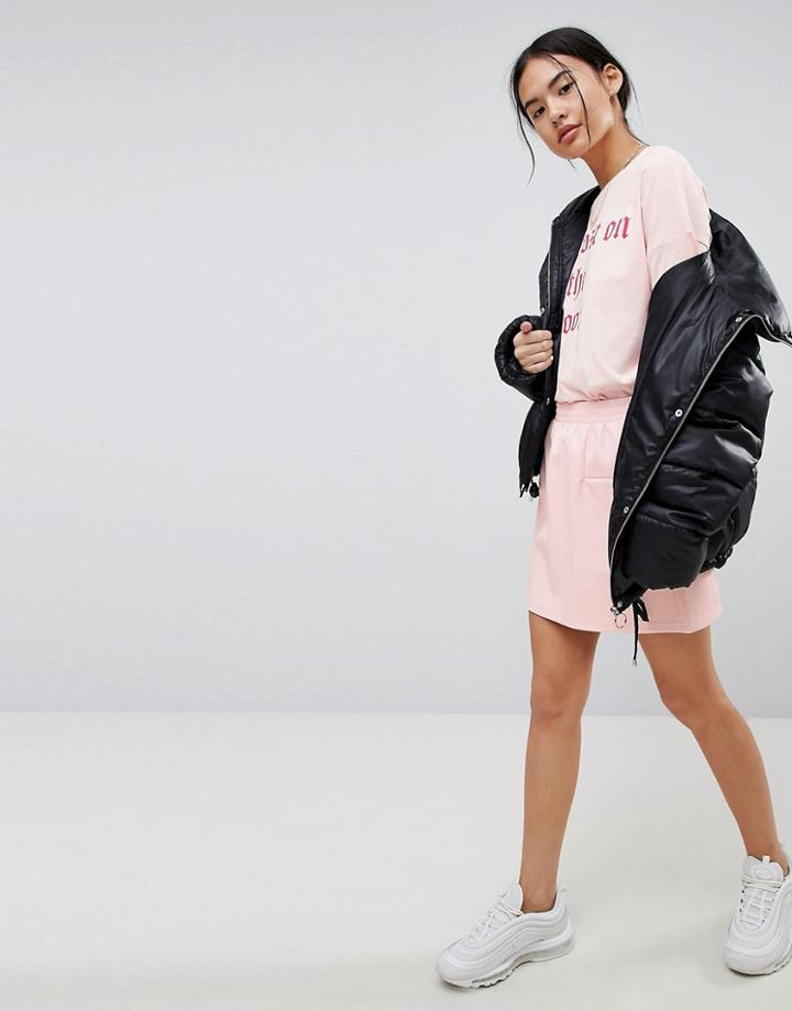 Noisy May Leather Look Skirt - Pink