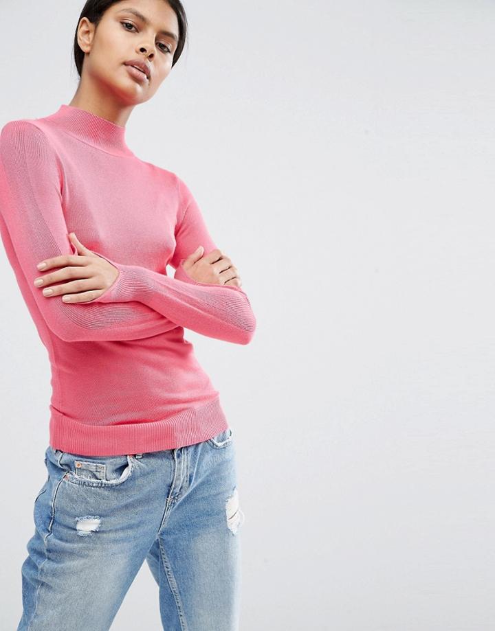 Asos Sweater With Turtleneck In Soft Yarn - Pink