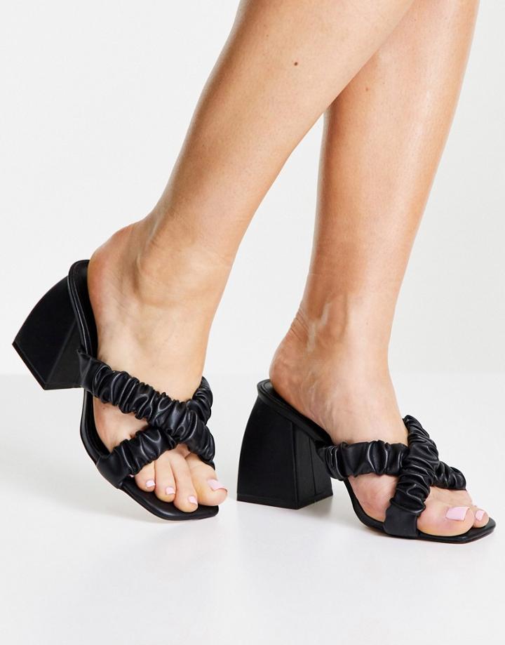 Public Desire Elsa Cross Strap Heeled Mules In Black