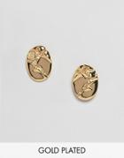Asos Design Gold Plated Crushed Metal Earrings - Gold
