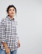 Asos Oversized Boyfriend Shirt In Blush Check - Multi