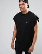 Asos Super Oversized Sleeveless T-shirt With Logo In Black - Black