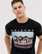 Asos Design Friends T-shirt With Photographic Print - Black